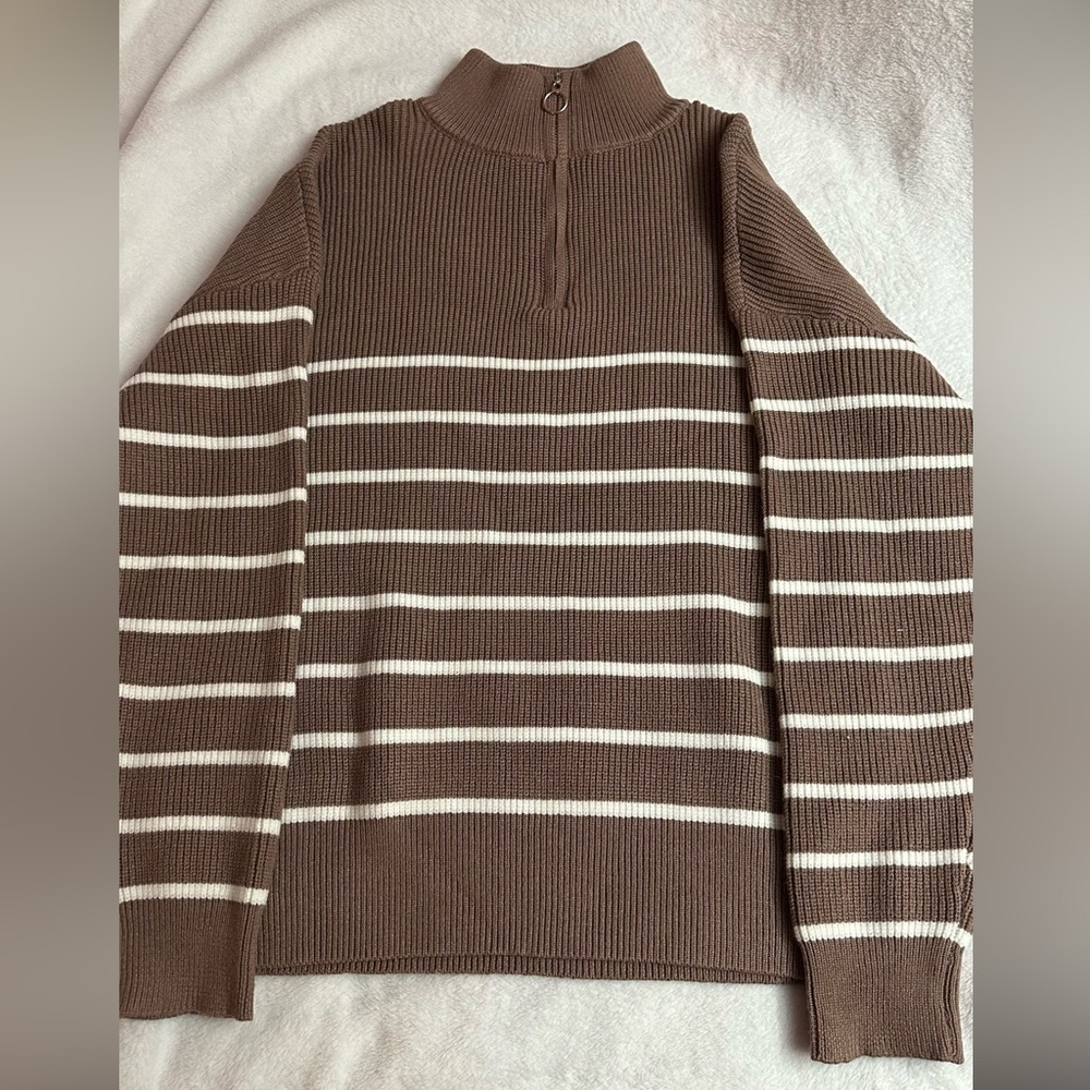 brown striped sweater